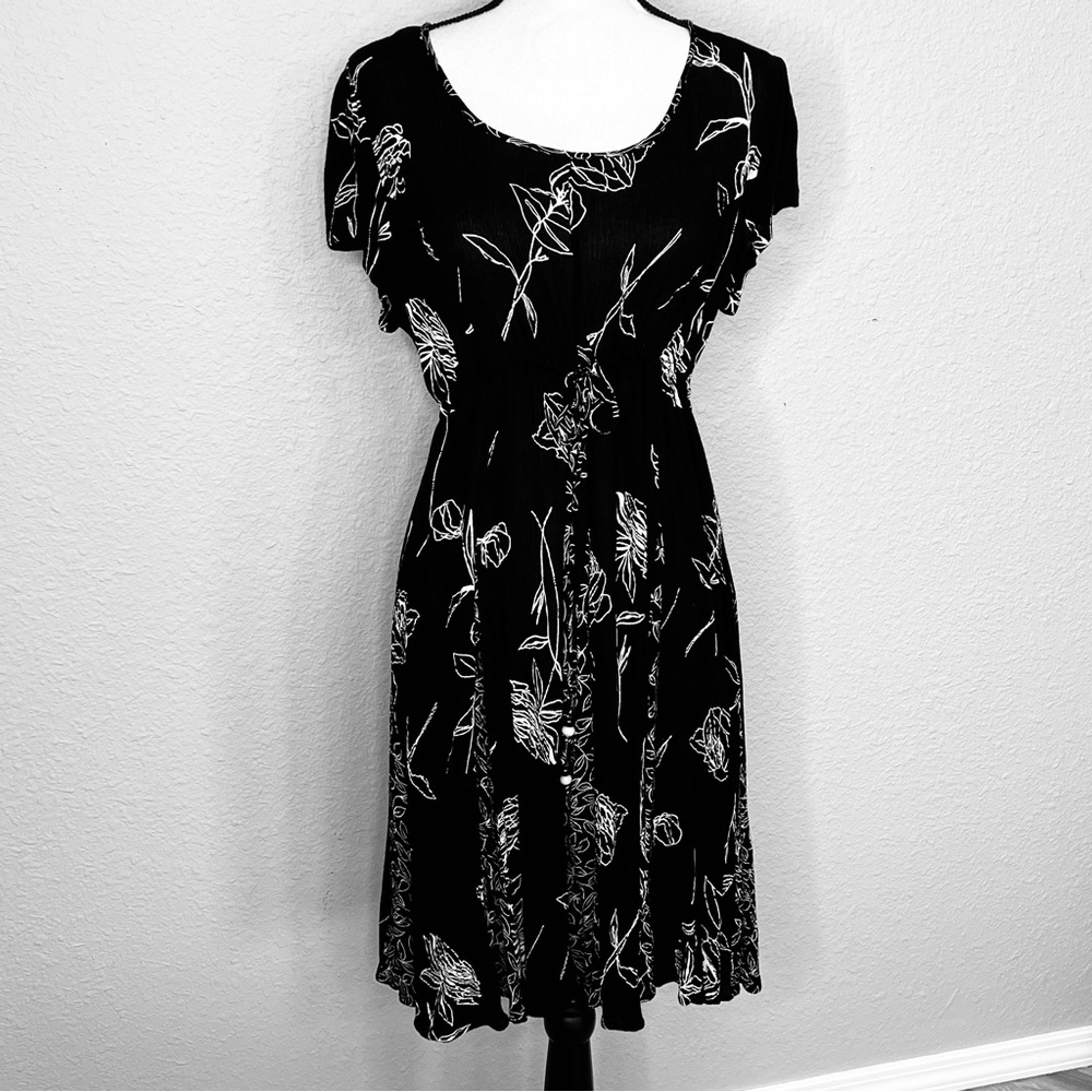 Bila Floral Flare Cinch Rayon Pullover Coverup Dress
